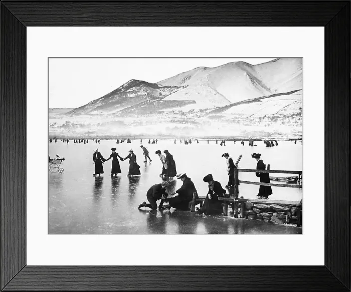 Framed Print : Skating on Derwentwater Victorian period Framed Print : Skating on Derwentwater Victorian period
