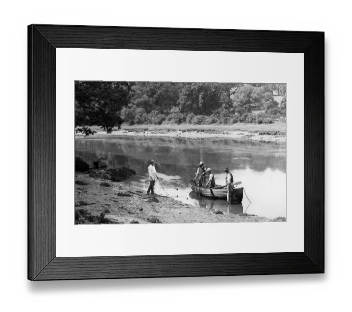Framed Print : Fishermen on the River Dart Victorian period Framed Print : Fishermen on the River Dart Victorian period