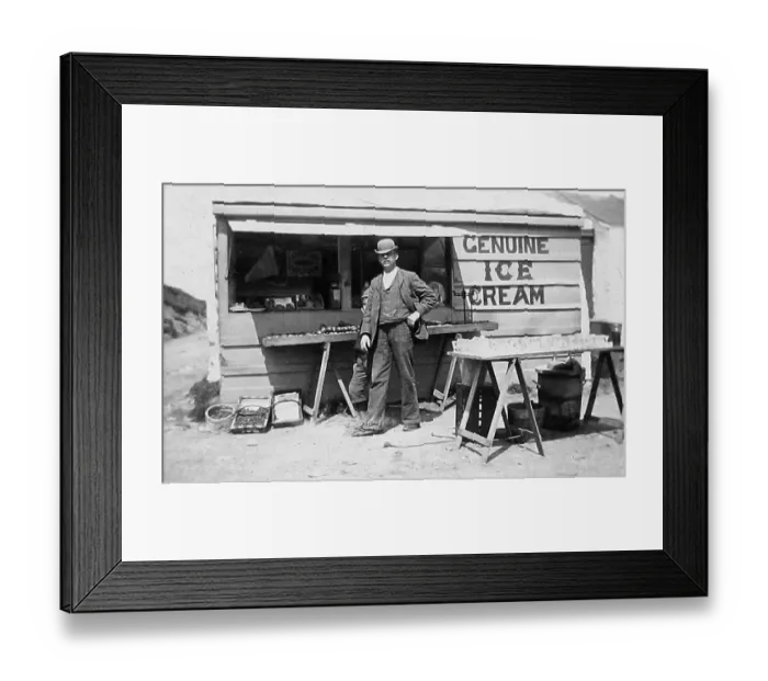 Framed Print : Blackpool ice-cream seller Victorian period Framed Print : Blackpool ice-cream seller Victorian period