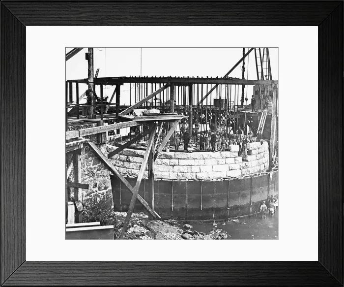 Framed Print : Building the Forth Railway Bridge - main pier Framed Print : Building the Forth Railway Bridge - main pier