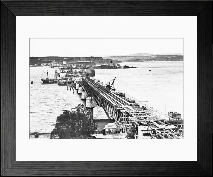 Framed Print : Building the Forth Railway Bridge Victorian period Framed Print : Building the Forth Railway Bridge Victorian period