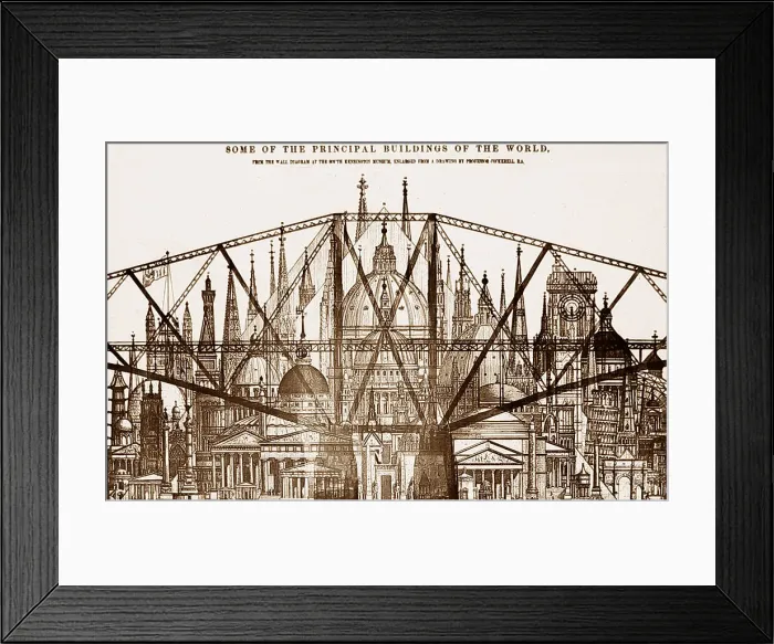 Framed Print : Building the Forth Railway Bridge - comparative Framed Print : Building the Forth Railway Bridge - comparative