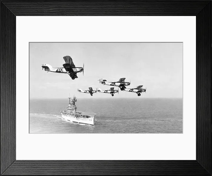 Framed Print : Royal Navy Aircraft Carrier and biplanes possibly 1920s Framed Print : Royal Navy Aircraft Carrier and biplanes possibly 1920s