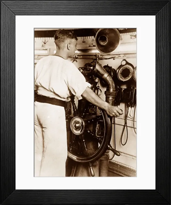 Framed Print : Royal Navy helmsman at the wheel Framed Print : Royal Navy helmsman at the wheel