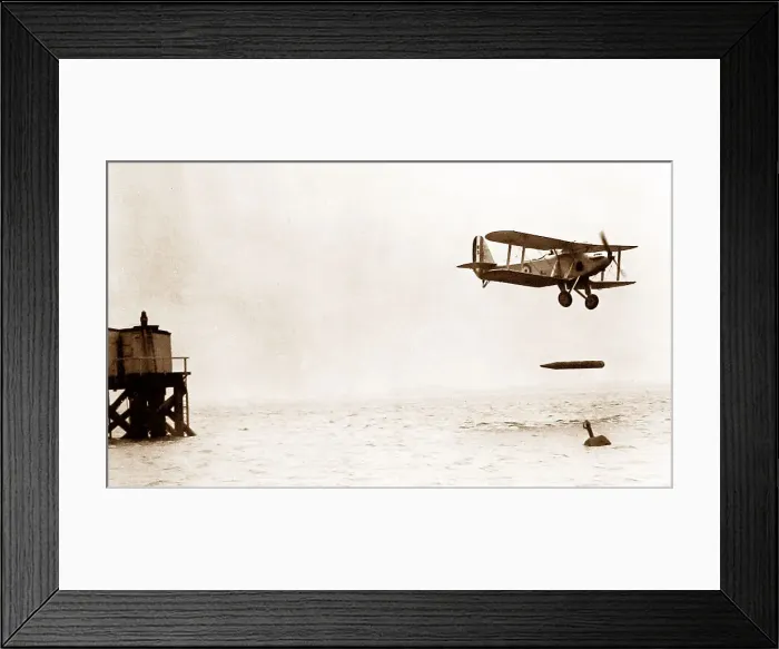 Framed Print : Biplane dropping a torpedo Framed Print : Biplane dropping a torpedo