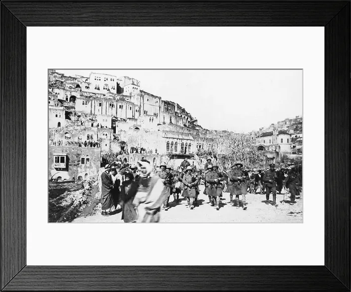 Framed Print : London Scottish Regiment marching through Es Salt during WW1 Framed Print : London Scottish Regiment marching through Es Salt during WW1