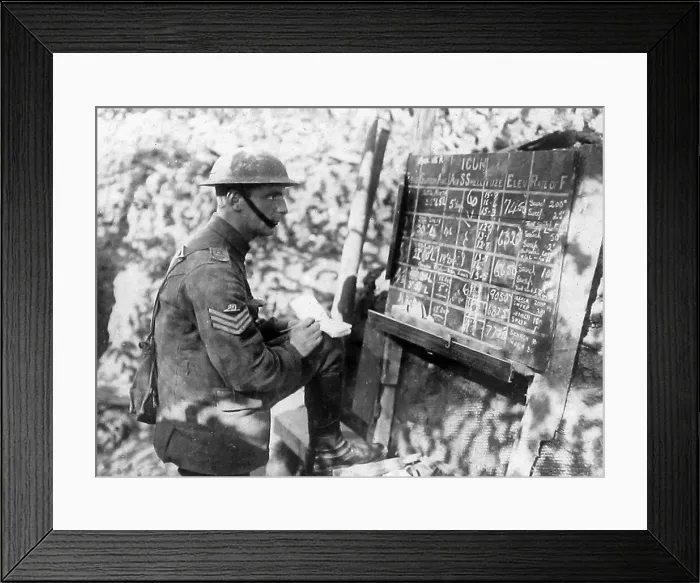 Framed Print : British Sergeant Artillery planning in a trench during WW1 Framed Print : British Sergeant Artillery planning in a trench during WW1