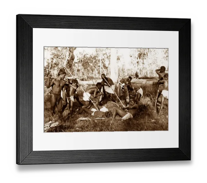 Framed Print : Aborigines stage fight New South Wales Australia