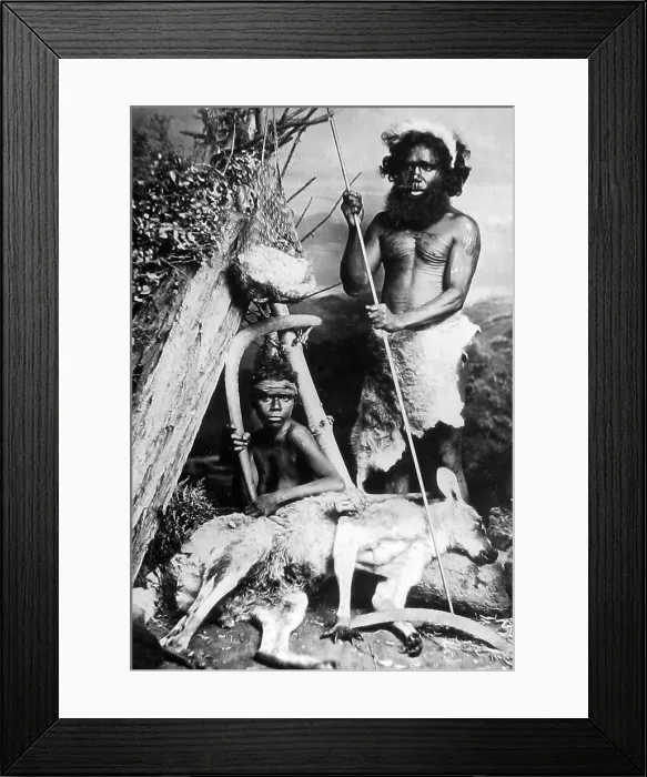 Framed Print : Aborigines studio portrait Australia Victorian period Framed Print : Aborigines studio portrait Australia Victorian period