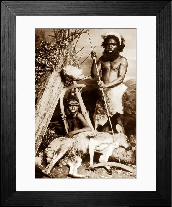 Framed Print : Aborigines studio portrait Australia Victorian period Framed Print : Aborigines studio portrait Australia Victorian period