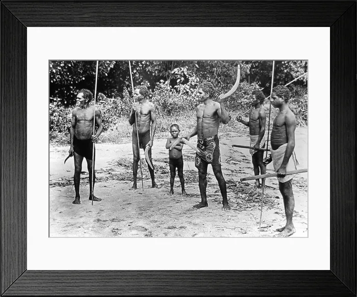 Framed Print : Aborigines with throwing sticks Queensland Australia Framed Print : Aborigines with throwing sticks Queensland Australia
