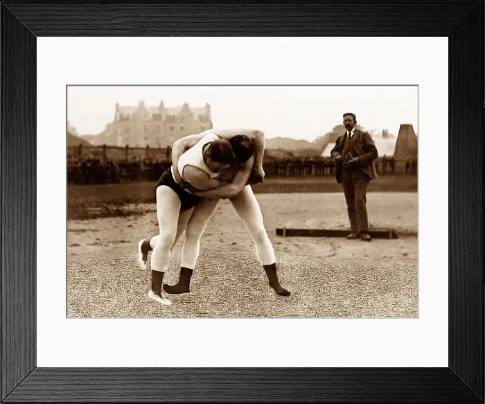 Framed Print : Wrestling Match Victorian period
