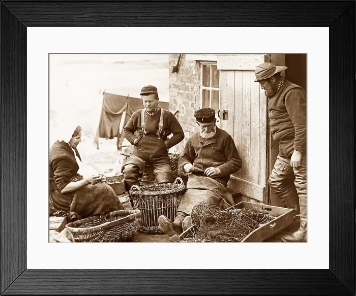 Framed Print : Fishermen in Fife, Scotland, reddin the lines Framed Print : Fishermen in Fife, Scotland, reddin the lines