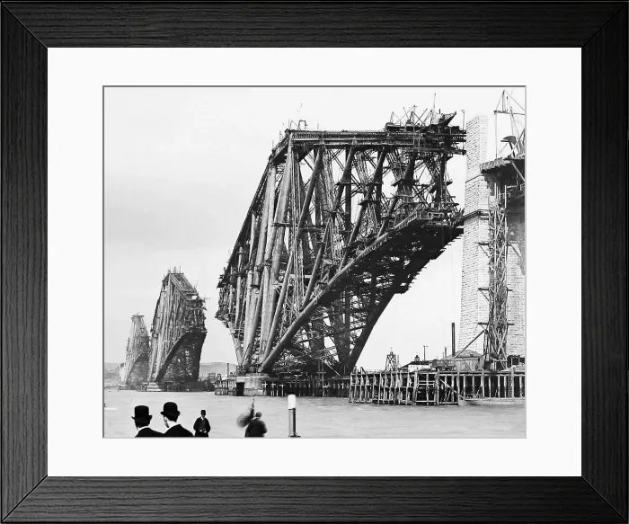 Framed Print : Construction of the Forth Railway Bridge - waiting Framed Print : Construction of the Forth Railway Bridge - waiting