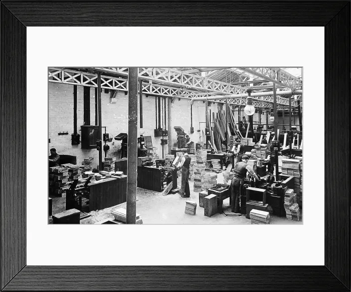 Framed Print : Making wood boxes, Port Sunlight soap factory, Wirral Framed Print : Making wood boxes, Port Sunlight soap factory, Wirral