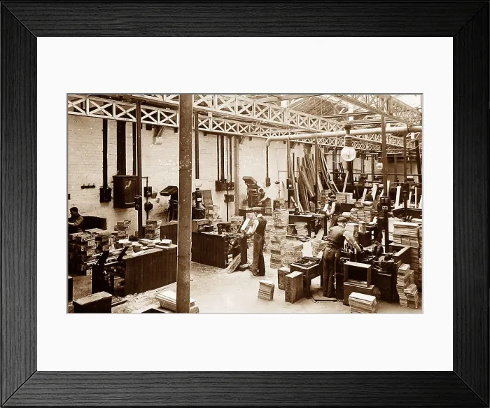 Framed Print : Port Sunlight - wooden box making - early 1900s Framed Print : Port Sunlight - wooden box making - early 1900s