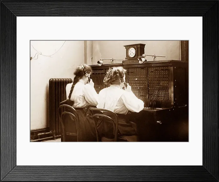 Framed Print : Port Sunlight - telephone switchboard - early 1900s Framed Print : Port Sunlight - telephone switchboard - early 1900s