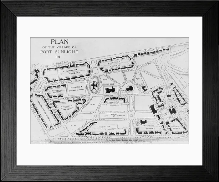 Framed Print : Map of Port Sunlight soap factory, Wirral Framed Print : Map of Port Sunlight soap factory, Wirral