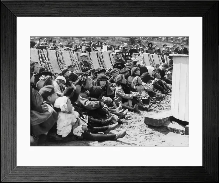 Framed Print : Children watching a Punch and Judy Show Victorian period Framed Print : Children watching a Punch and Judy Show Victorian period