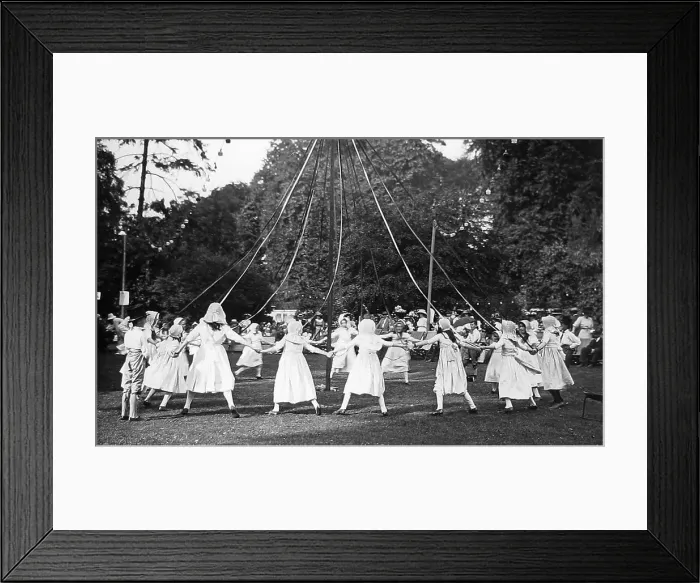 Framed Print : Maypole dancing Victorian period Framed Print : Maypole dancing Victorian period