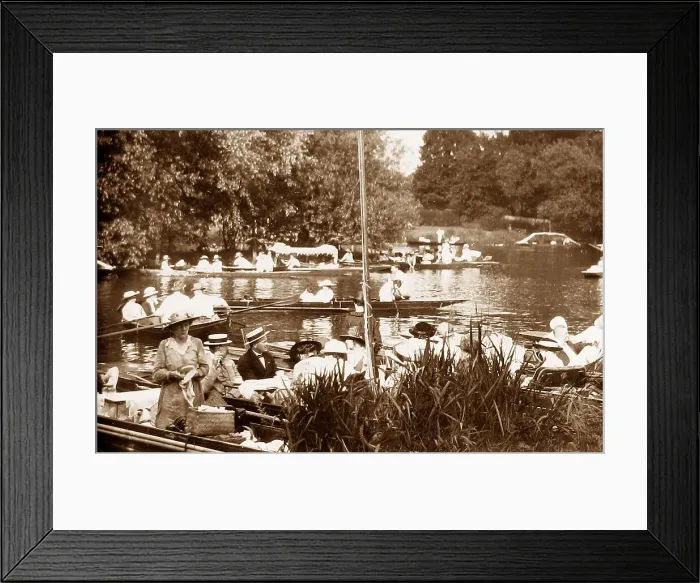 Framed Print : Boating at Hampton Court in 1910