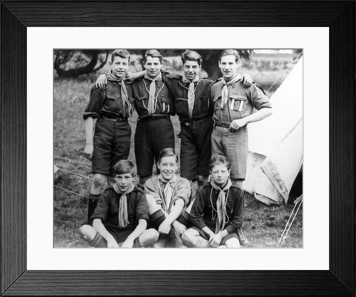 Framed Print : Boy Scouts at camp probably 1920s Framed Print : Boy Scouts at camp probably 1920s