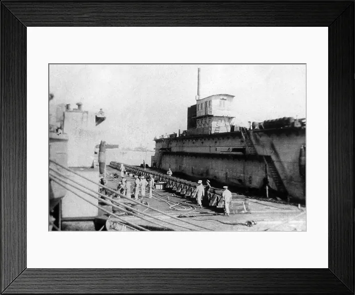 Framed Print : Egypt Port Said HMS Implacable alongside a captured