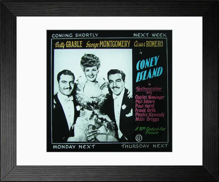 Framed Print : Coney Island cinema projection slide 1943 Framed Print : Coney Island cinema projection slide 1943
