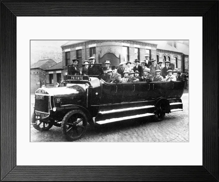 Framed Print : Nottingham Trent Bus charabanc outing early 1900s Framed Print : Nottingham Trent Bus charabanc outing early 1900s