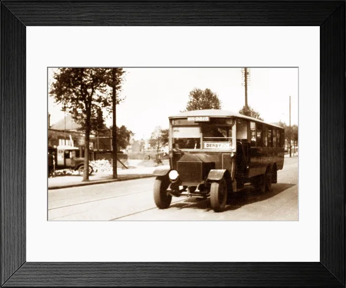 Framed Print : Nottingham Barton's Bus to Derby in 1928 Framed Print : Nottingham Barton's Bus to Derby in 1928