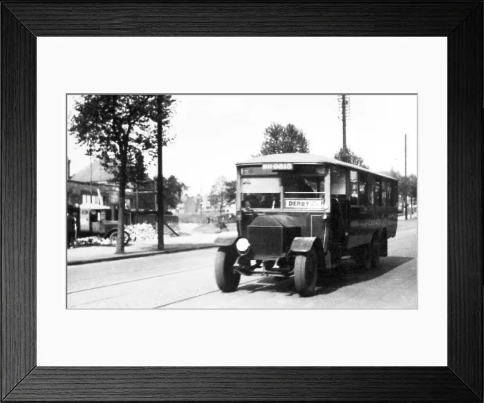 Framed Print : Bartons Bus to Derby in 1928, on Derby Road, Nottingham Framed Print : Bartons Bus to Derby in 1928, on Derby Road, Nottingham