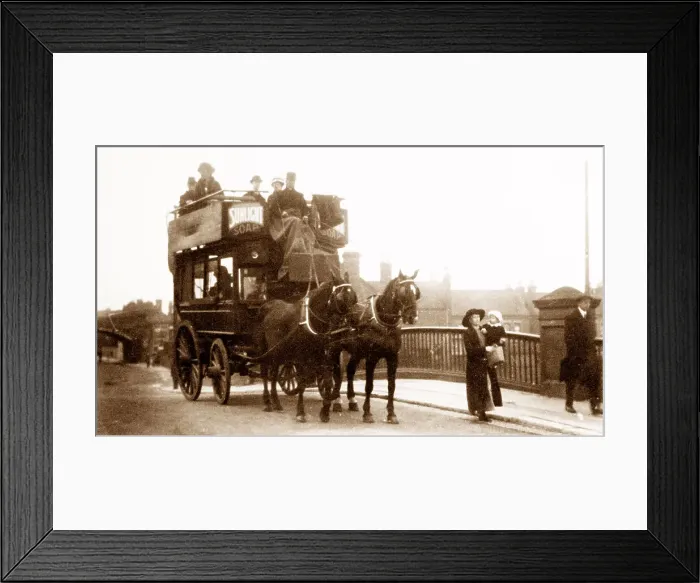 Framed Print : Bamford Horse Bus in Nottingham in 1908 Framed Print : Bamford Horse Bus in Nottingham in 1908
