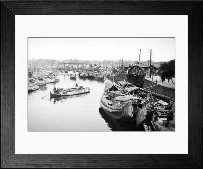 Framed Print : Japan - canal at Yokohama early 1900s Framed Print : Japan - canal at Yokohama early 1900s