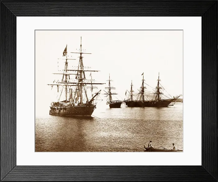 Framed Print : Warships in Honolulu Harbour before 1900 Framed Print : Warships in Honolulu Harbour before 1900