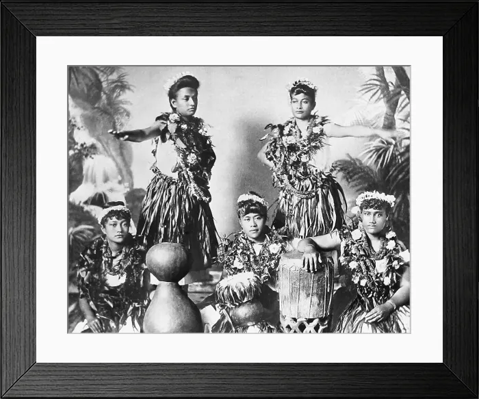 Framed Print : Hula Girls studio portrait Hawaii before 1900 Framed Print : Hula Girls studio portrait Hawaii before 1900