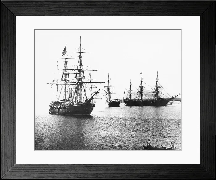Framed Print : Warships in Honolulu Harbour before 1900 Framed Print : Warships in Honolulu Harbour before 1900