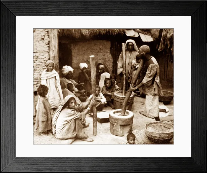Framed Print : India - Cashmere shelling rice early 1900s Framed Print : India - Cashmere shelling rice early 1900s