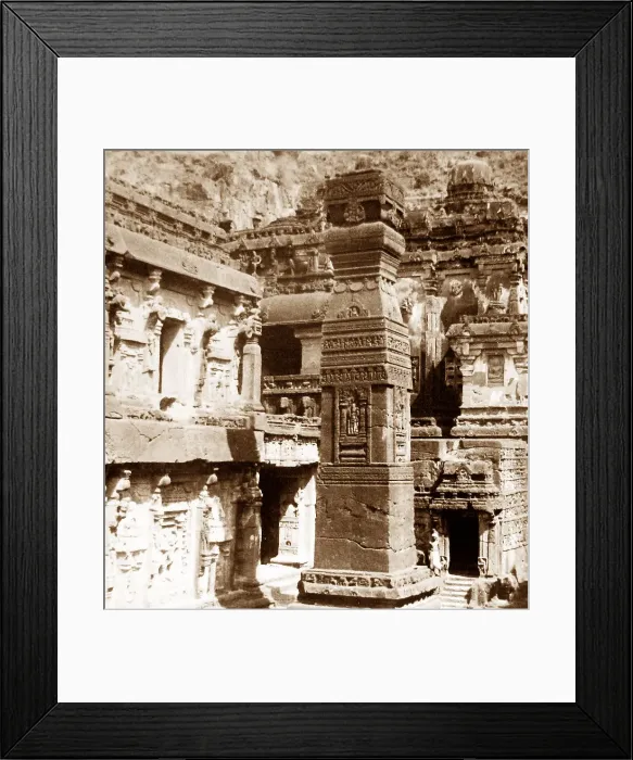 Framed Print : India - Ellora Dravidian Temple early 1900s Framed Print : India - Ellora Dravidian Temple early 1900s