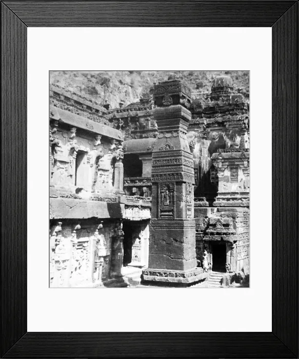 Framed Print : India - Ellora Dravidian Temple early 1900s Framed Print : India - Ellora Dravidian Temple early 1900s