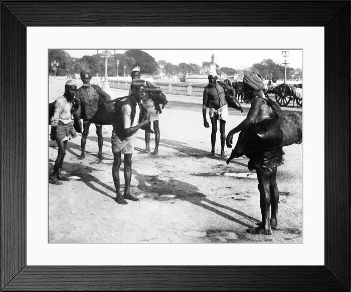 Framed Print : India - Calcutta water carriers early 1900s Framed Print : India - Calcutta water carriers early 1900s