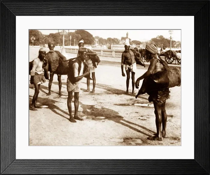 Framed Print : India - Calcutta water carriers early 1900s Framed Print : India - Calcutta water carriers early 1900s