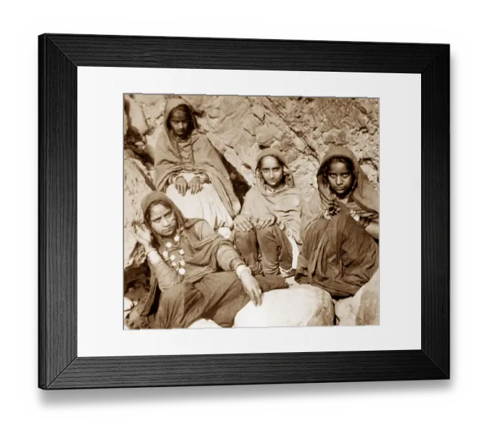 Framed Print : India - Bhujji Girls - River Sutlej early 1900s