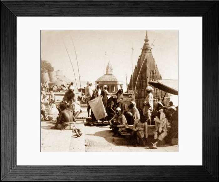 Framed Print : India - Benares - a burning ghat early 1900s Framed Print : India - Benares - a burning ghat early 1900s