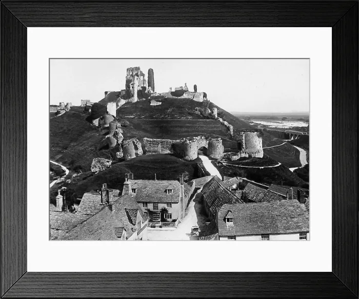 Framed Print : Corfe Castle Victorian period Framed Print : Corfe Castle Victorian period