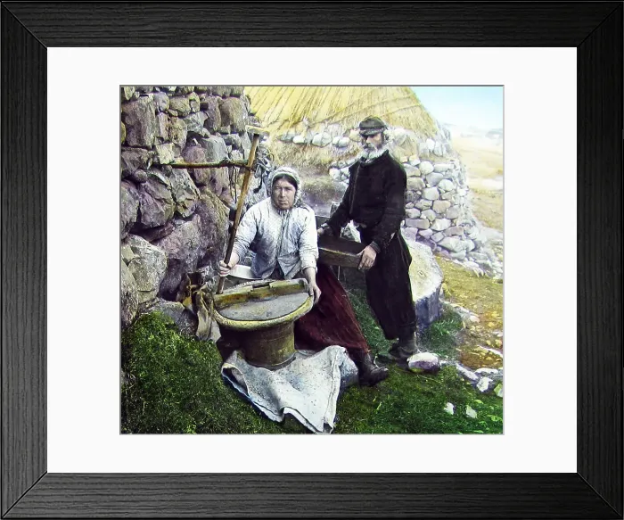 Framed Print : Isle of Skye - grinding corn - Victorian period Framed Print : Isle of Skye - grinding corn - Victorian period