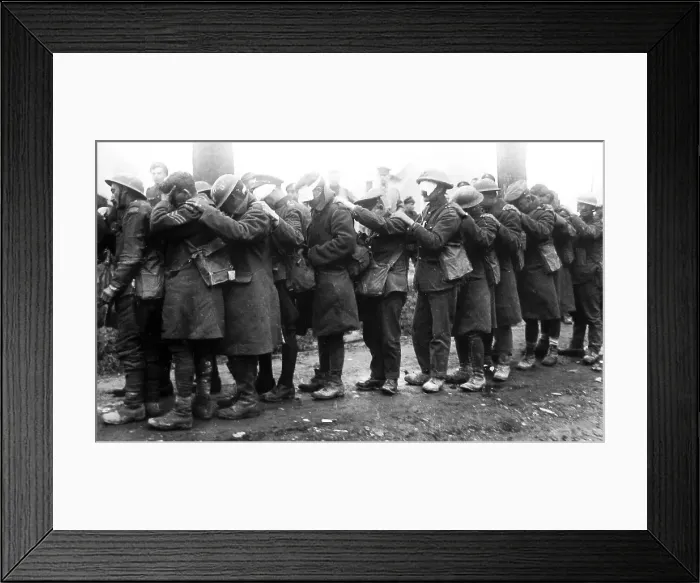 Framed Print : British troops blinded by gas at Bethune France Framed Print : British troops blinded by gas at Bethune France