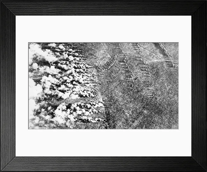 Framed Print : Aerial view of German use of gas during WW1 Framed Print : Aerial view of German use of gas during WW1