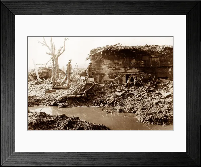 Framed Print : Dead soldiers outside bunker, Garter Point near Framed Print : Dead soldiers outside bunker, Garter Point near