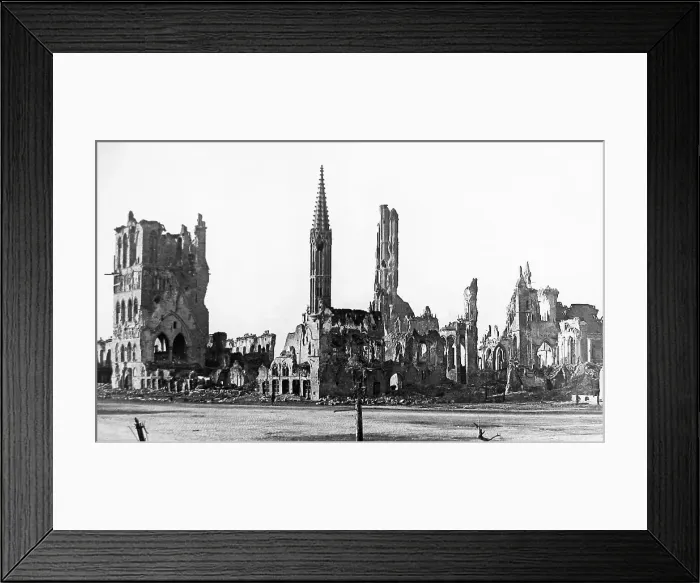 Framed Print : Ypres Belgium Cloth Hall after the fire Framed Print : Ypres Belgium Cloth Hall after the fire