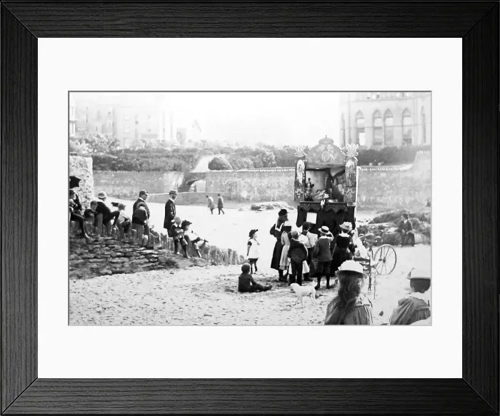 Framed Print : Punch and Judy Show Wilder Beach Ilfracombe Victorian period Framed Print : Punch and Judy Show Wilder Beach Ilfracombe Victorian period